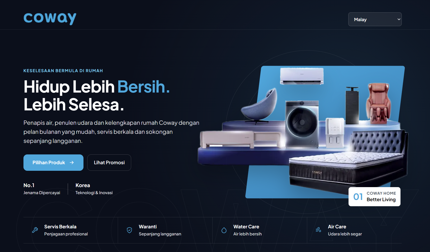 Paparan desktop website Coway